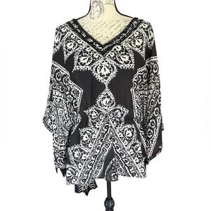 White House Black Market Silk VNeck Blouse size large